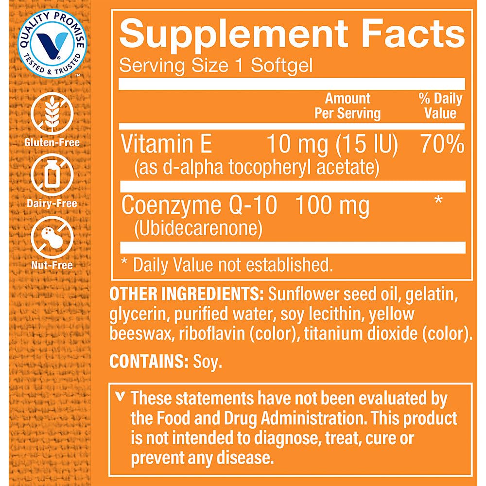 The Vitamin Shoppe CoQ-10 100mg Heart & Energy Support - 120 Softgels - image 3