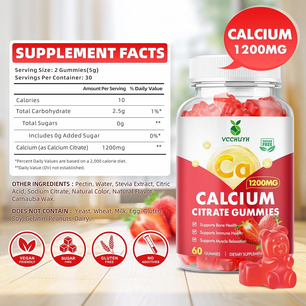 VCCHUYH Calcium Citrate Gummies 1200mg