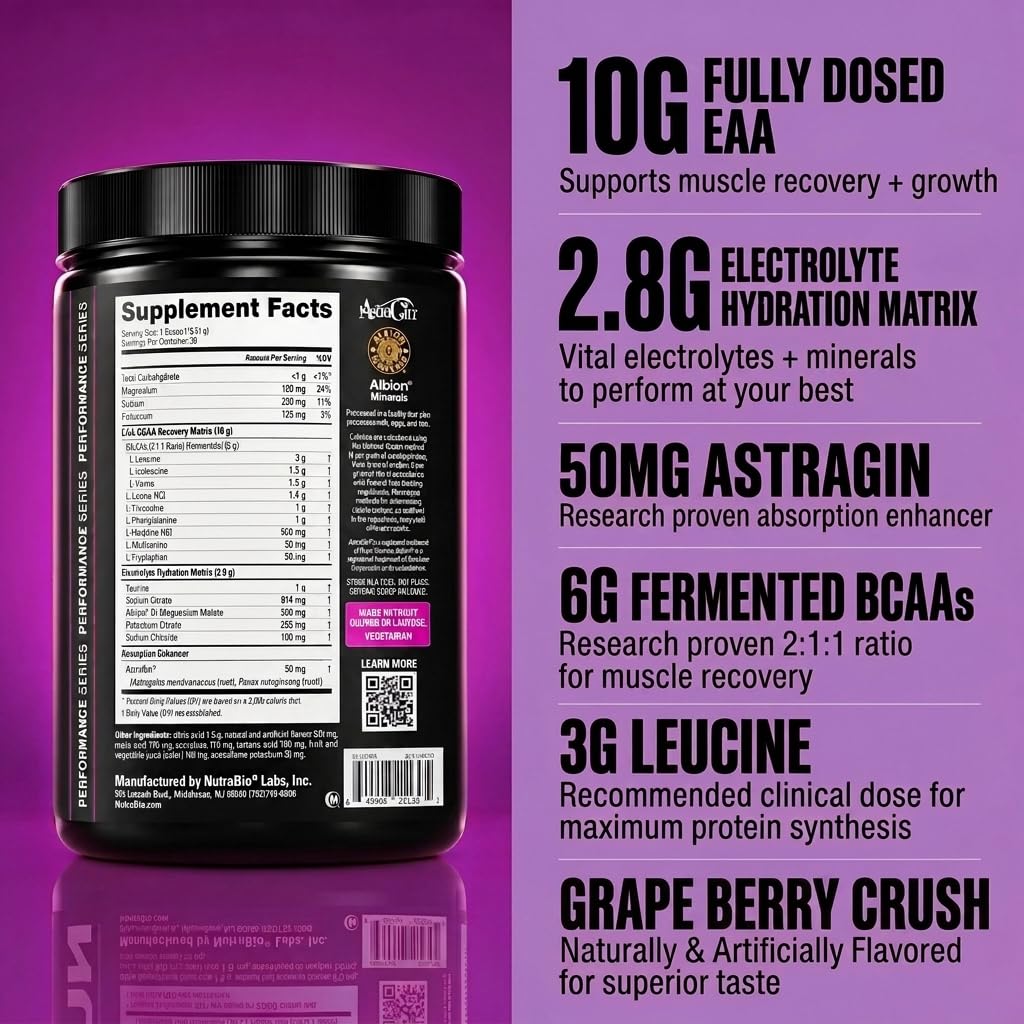 NutraBio Base Aminos EAA + BCAA Powder