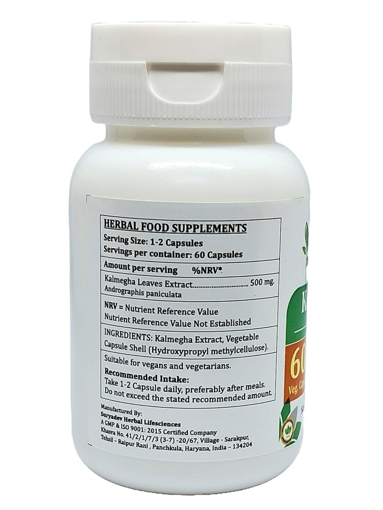 Satya Naturals Kalmegha Forte Capsules 500 mg. 60 Veg. Capsule