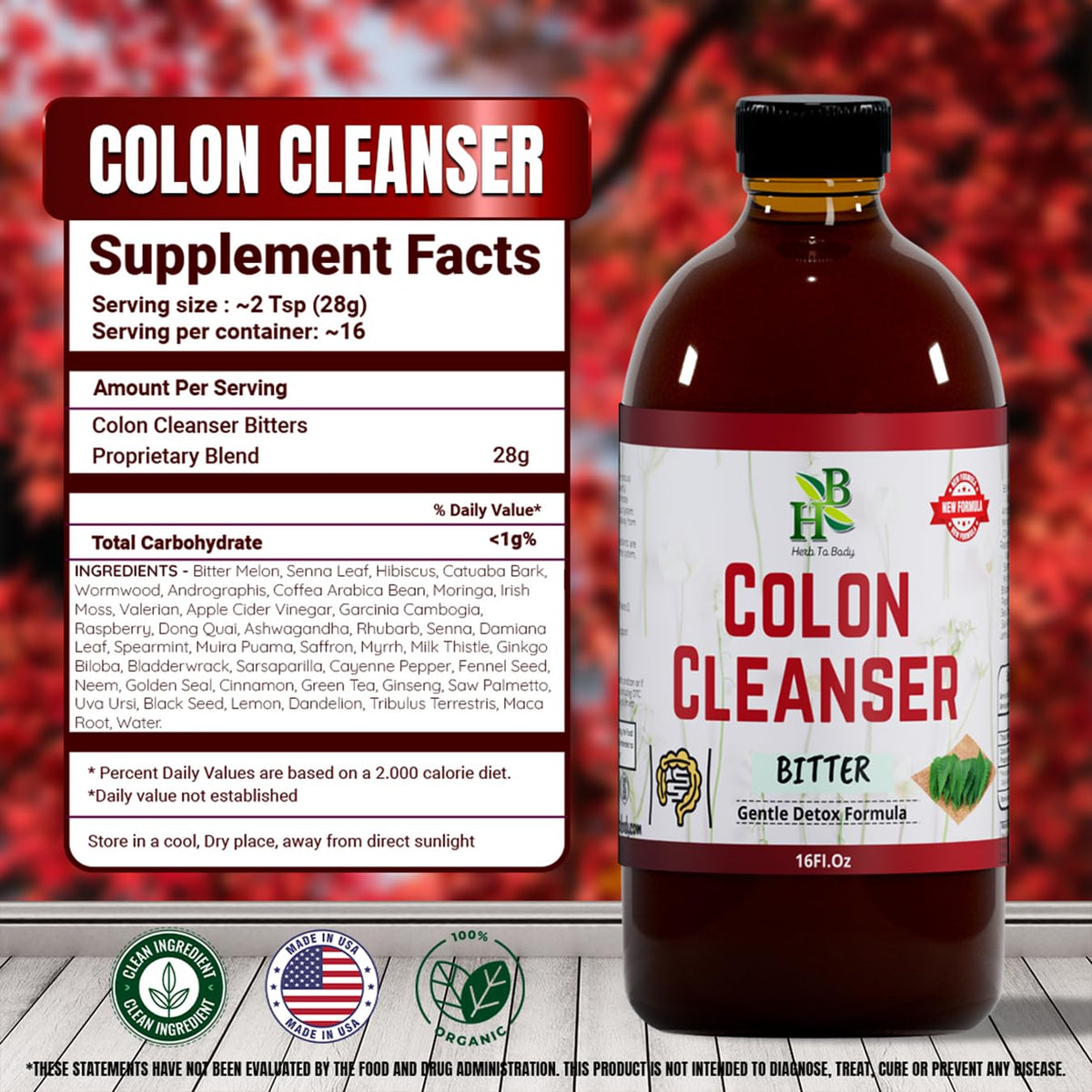 Herb To Body Colon Cleanser Bitter Herbal Tonic - 16 Fl Oz - image 2