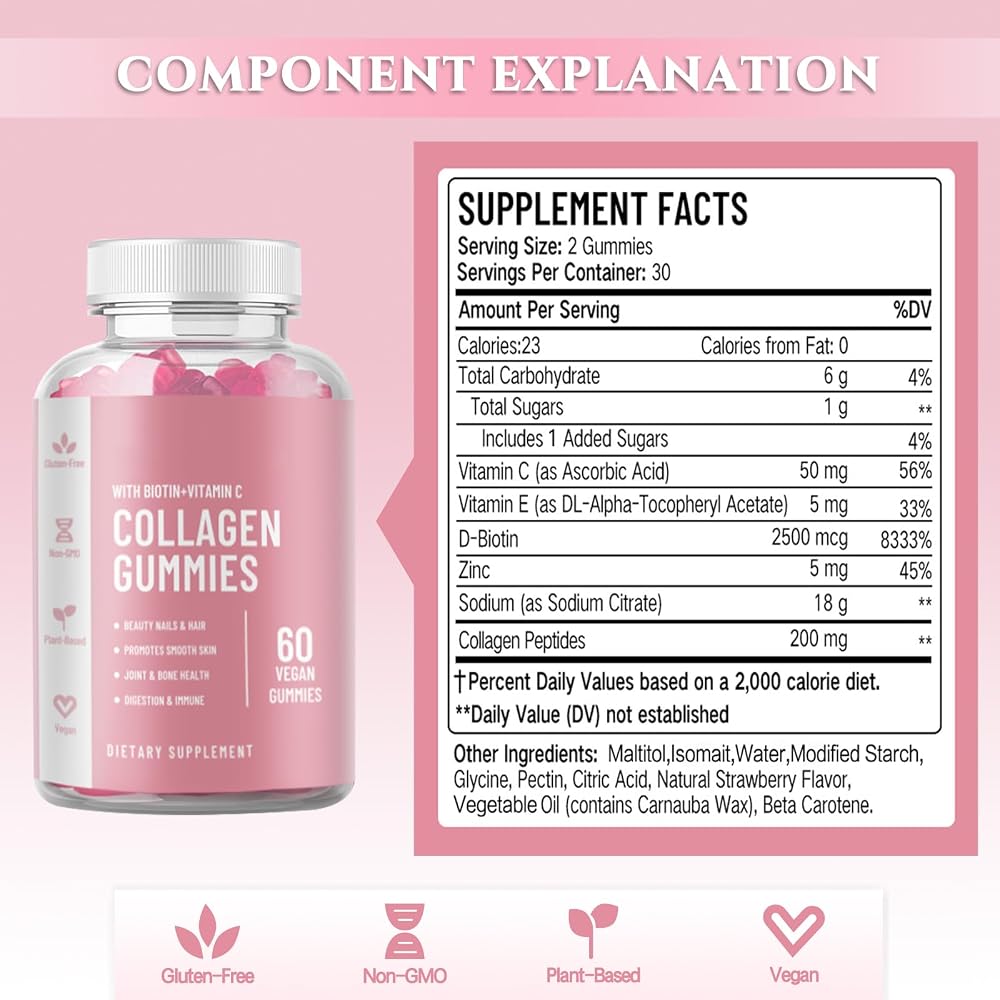 DOTSOG Collagen Gummies with Vitamin C & E - 60 Gummies - image 9