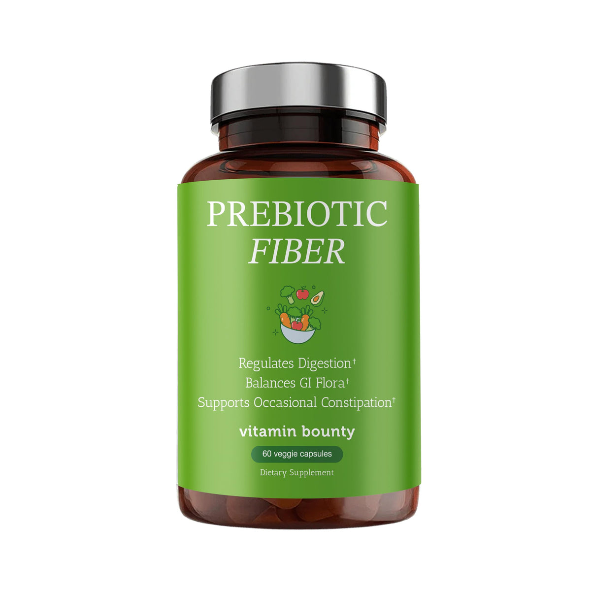 Vitamin Bounty Prebiotic Capsules for Digestive Health - 60 Vegan Capsules