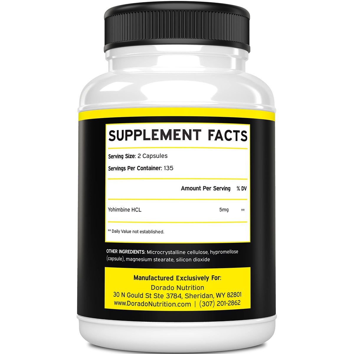 DORADO NUTRITION Yohimbine HCL 5mg - 270 Capsules - image 2