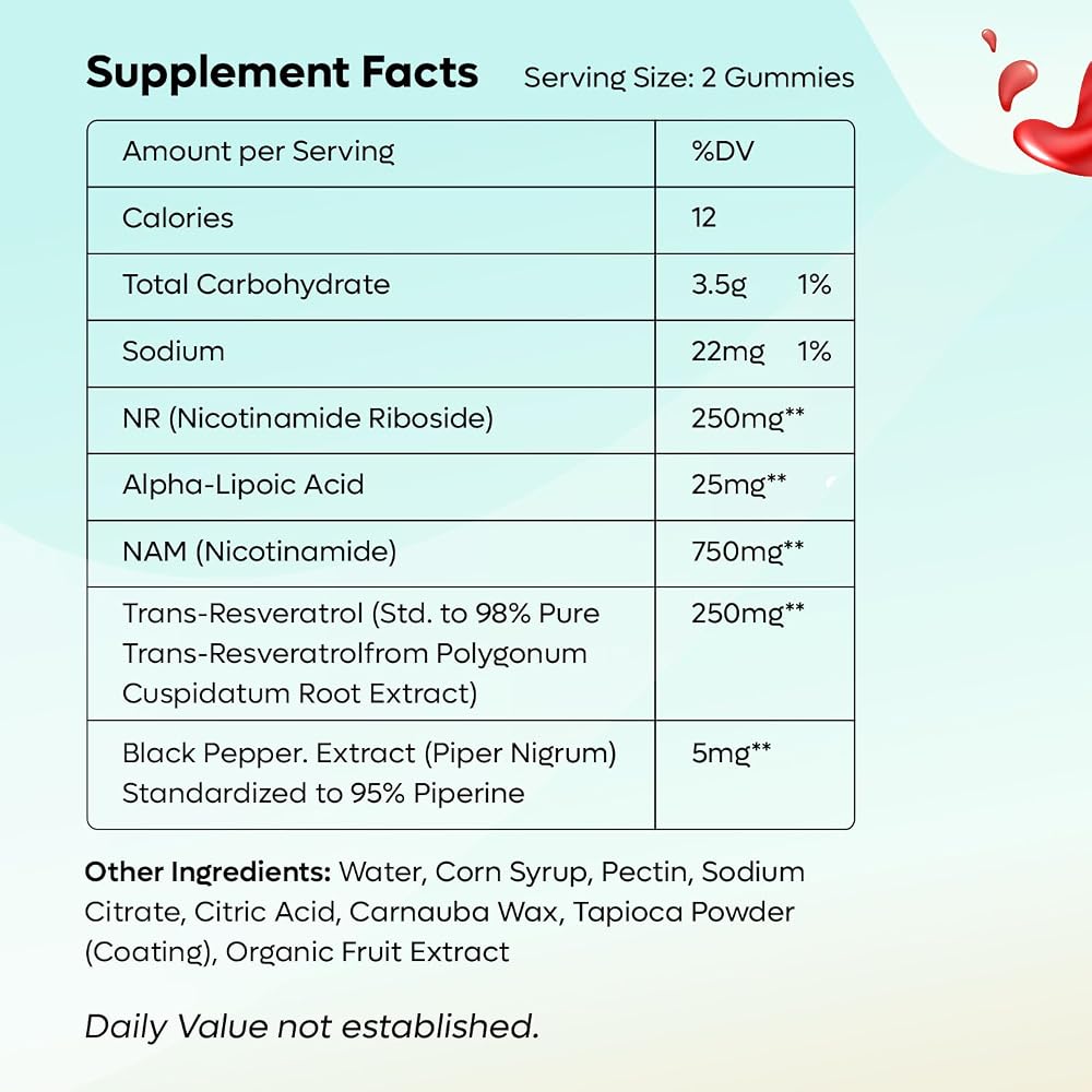 FEMGAIN NAD+ Gummies 1000MG Nicotinamide Riboside - 60 Count - image 2