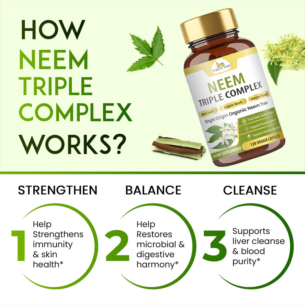 Organic Veda Neem Capsules Triple Complex for Skin & Immune Support - image 5