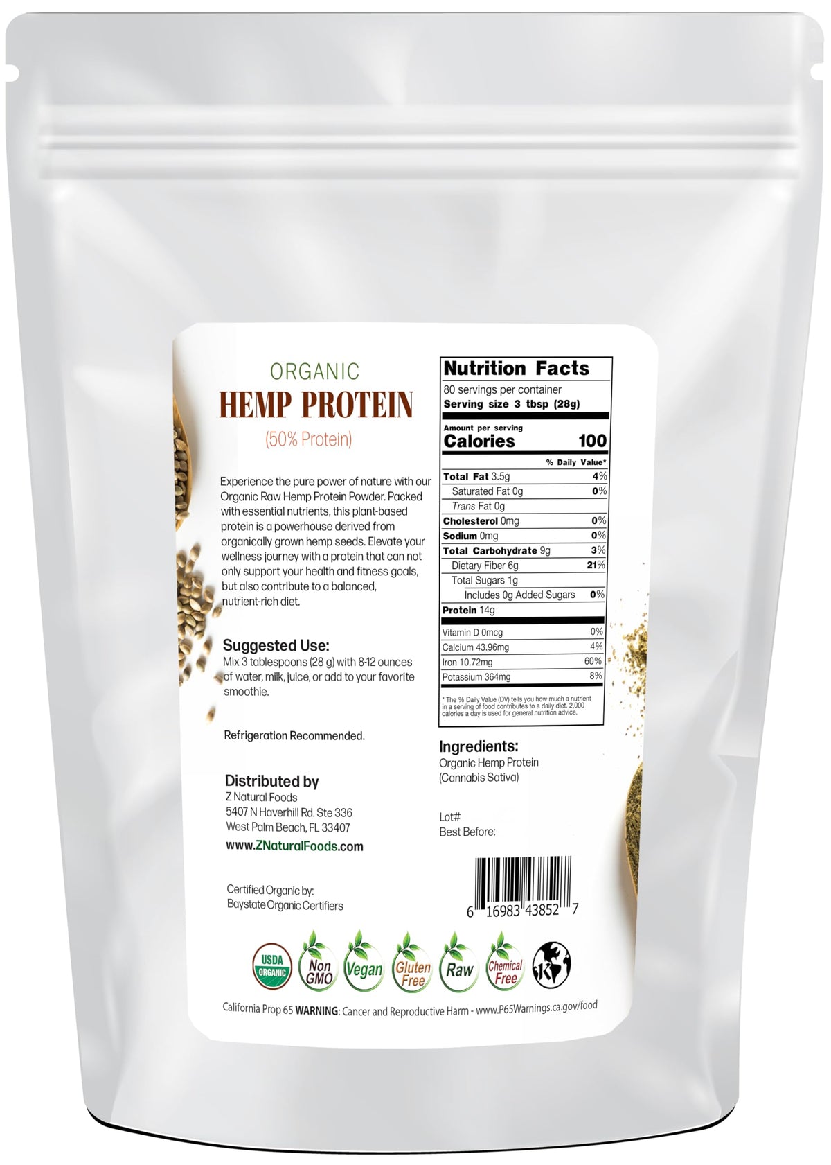 Z Natural Foods Organic Pumpkin Seed Protein Powder - Vegan