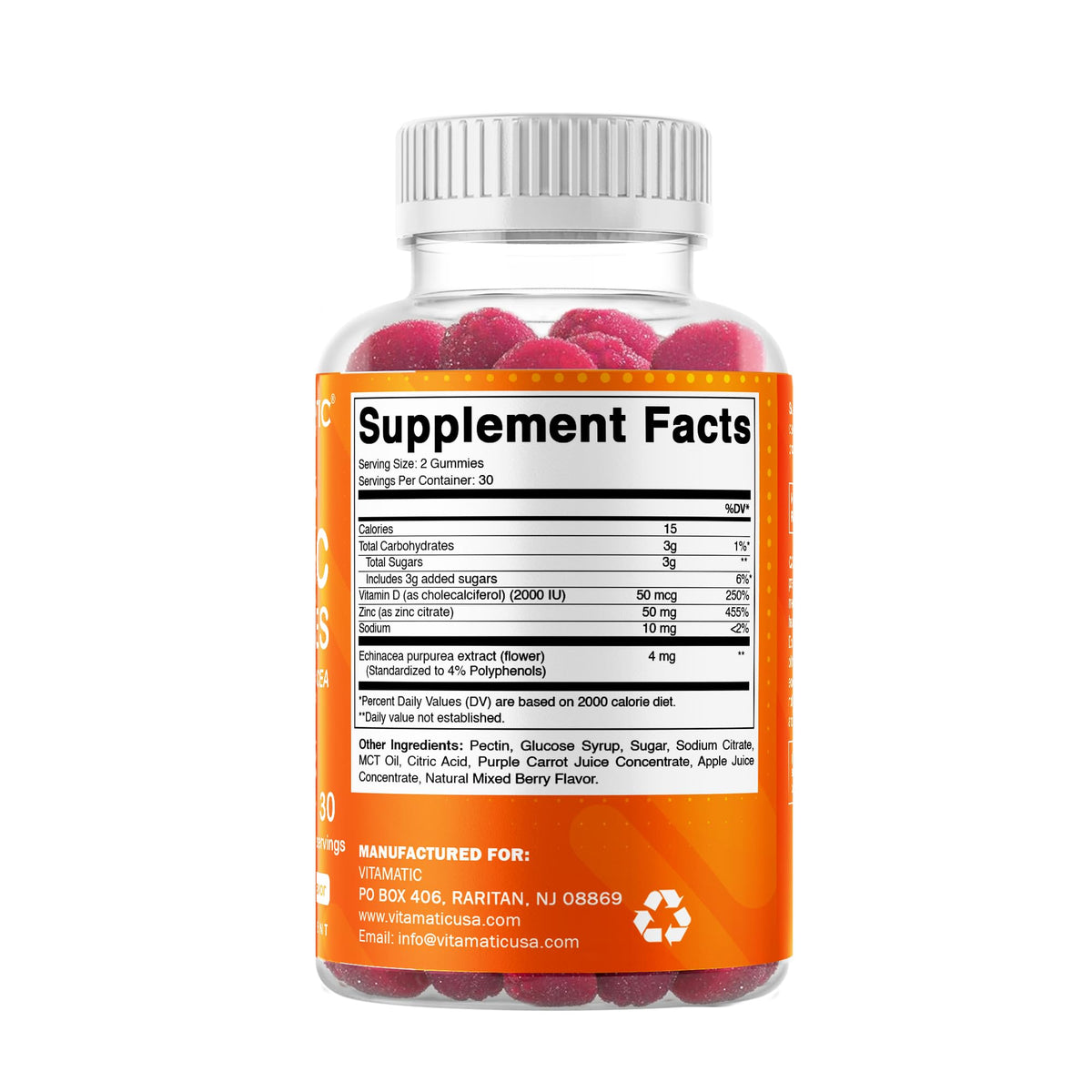 Vitamatic Zinc 50mg Gummies for Immune Support - 60 Vegan Gummies - image 8