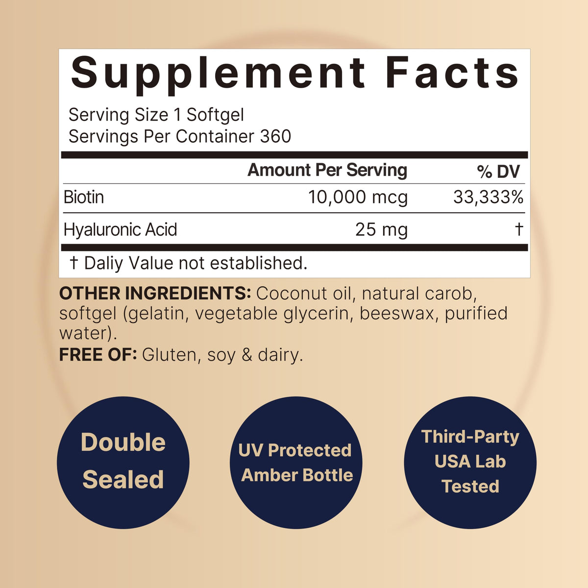 NatureBell Biotin 10000mcg with Hyaluronic Acid - 360 Softgels - image 2