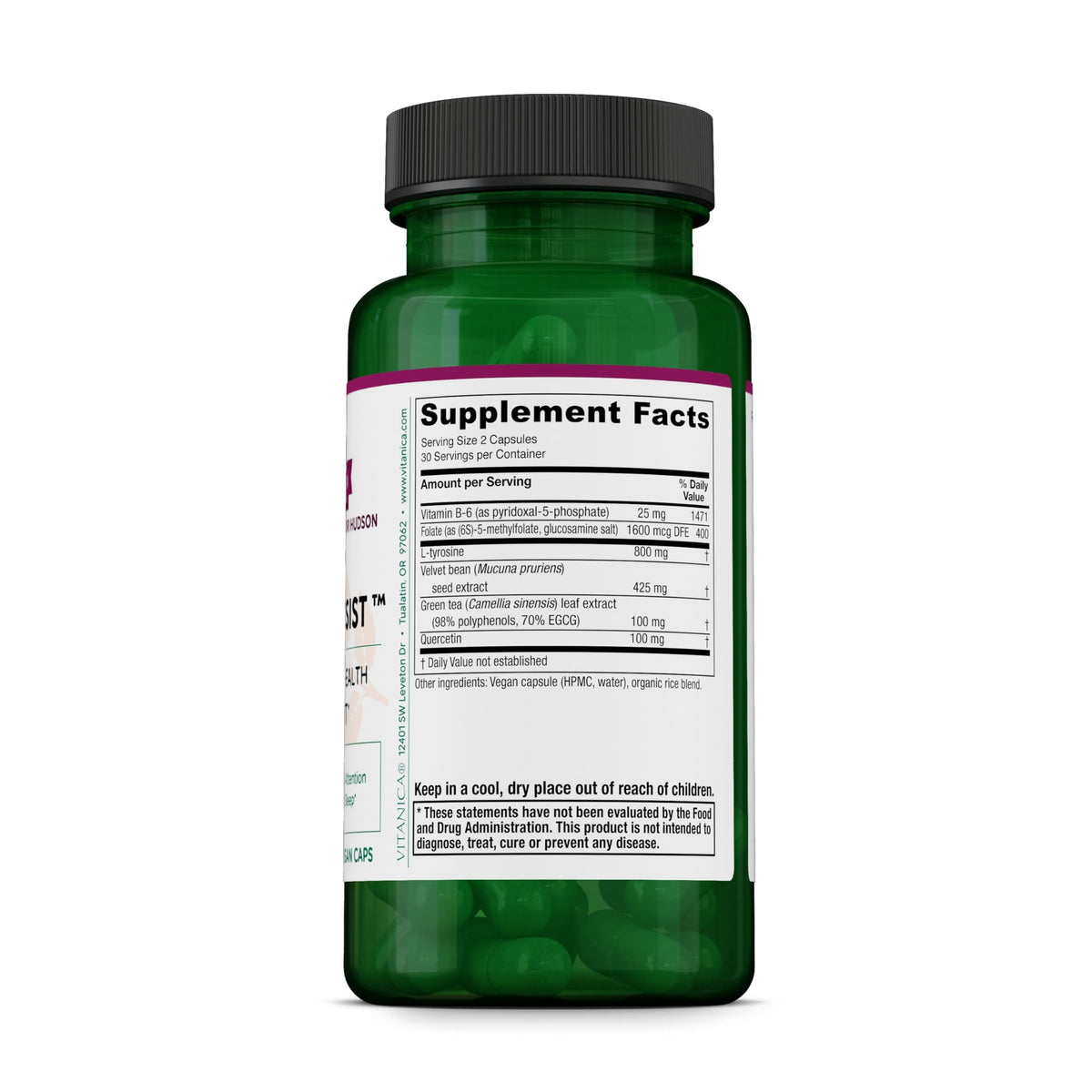 Vitanica Dopamine Assist, with Tyrosine, Mucuna & B6, Vegan