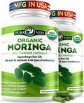 Pura Vida Moringa Organic Moringa Capsules Energy Support - 240 Count