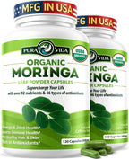Pura Vida Moringa Organic Moringa Capsules Energy Support - 240 Count