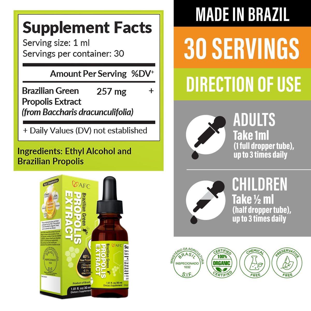 AFC Brazilian Green Propolis Extract Liquid - 1 Fl Oz - image 2