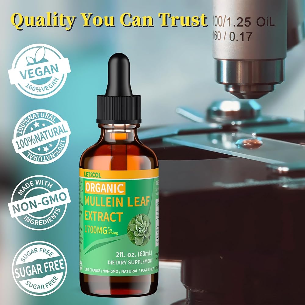LETSCOL Organic Mullein Drops for Lung Cleanse