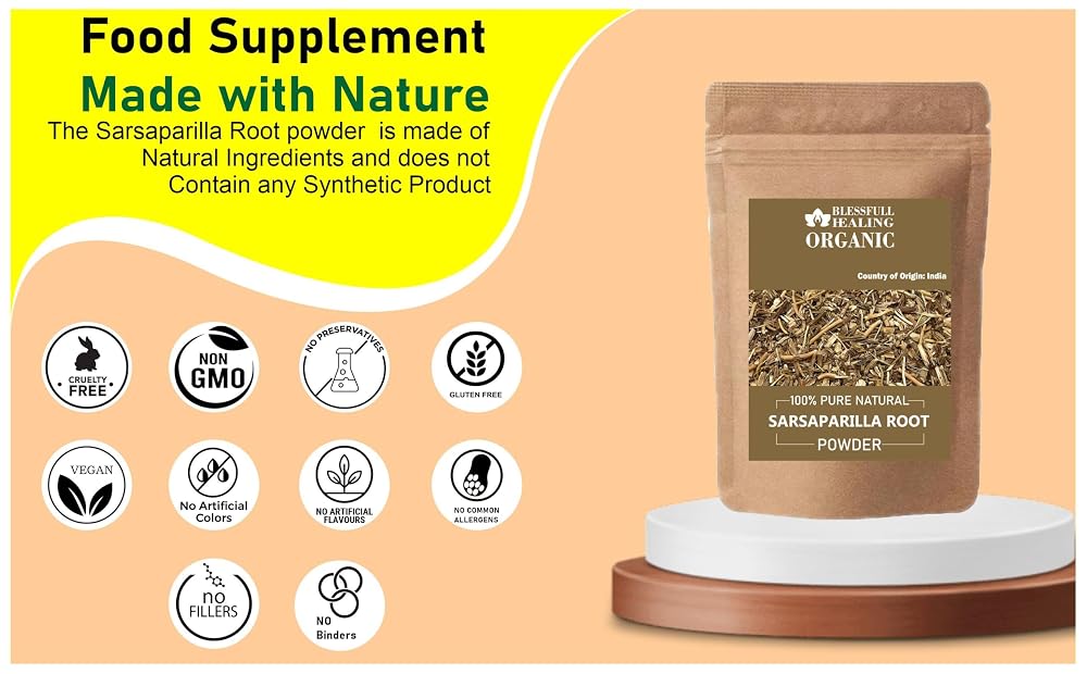 Blessfull Healing Organic Sarsaparilla Root Powder - 100g - image 4