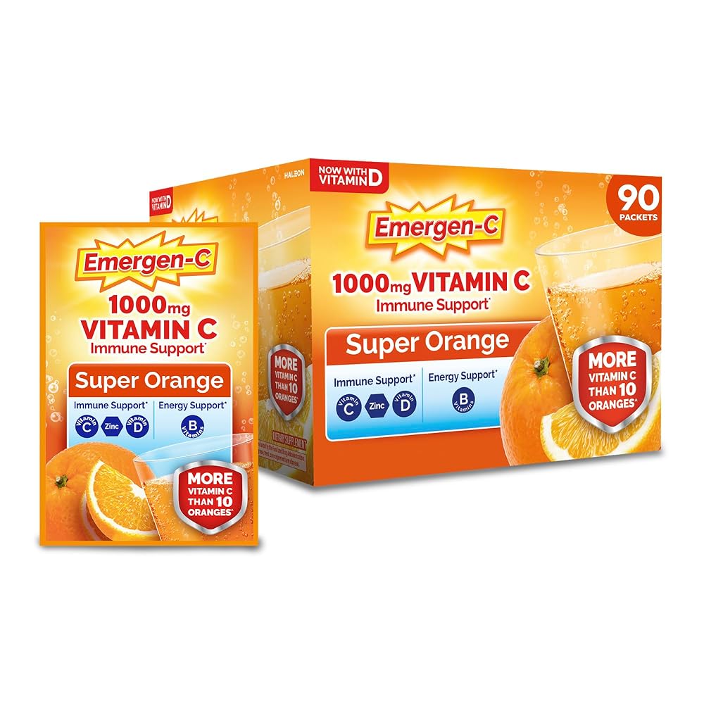 Emergen-C Vitamin C 1000mg Immune Support Powder Orange - 90 Packets