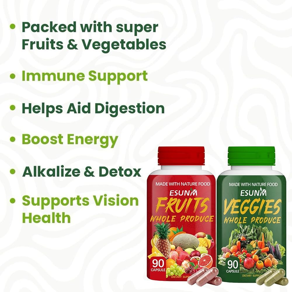 ESUNM Fruits and Veggies Supplement - 180 Capsules - image 3