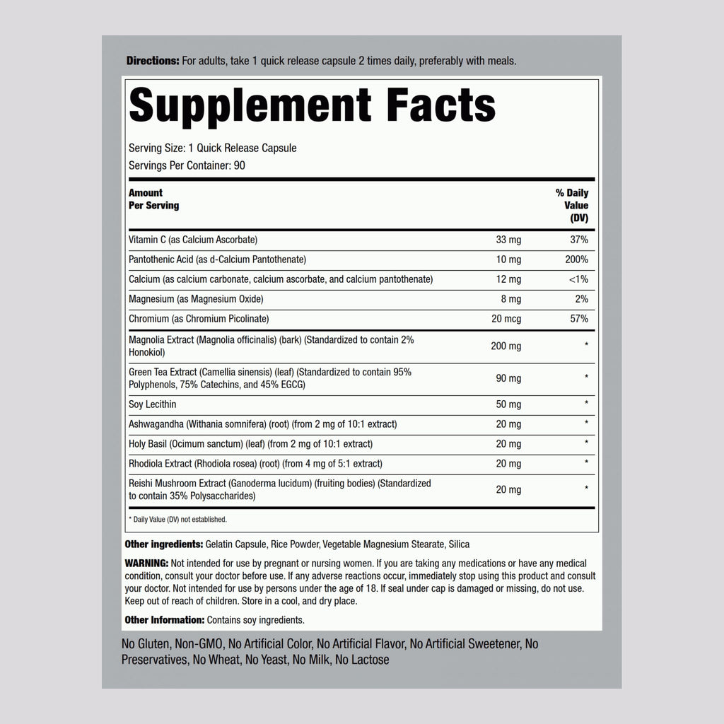 Piping Rock Cortisol Manager Supplement - 90 Capsules - image 2