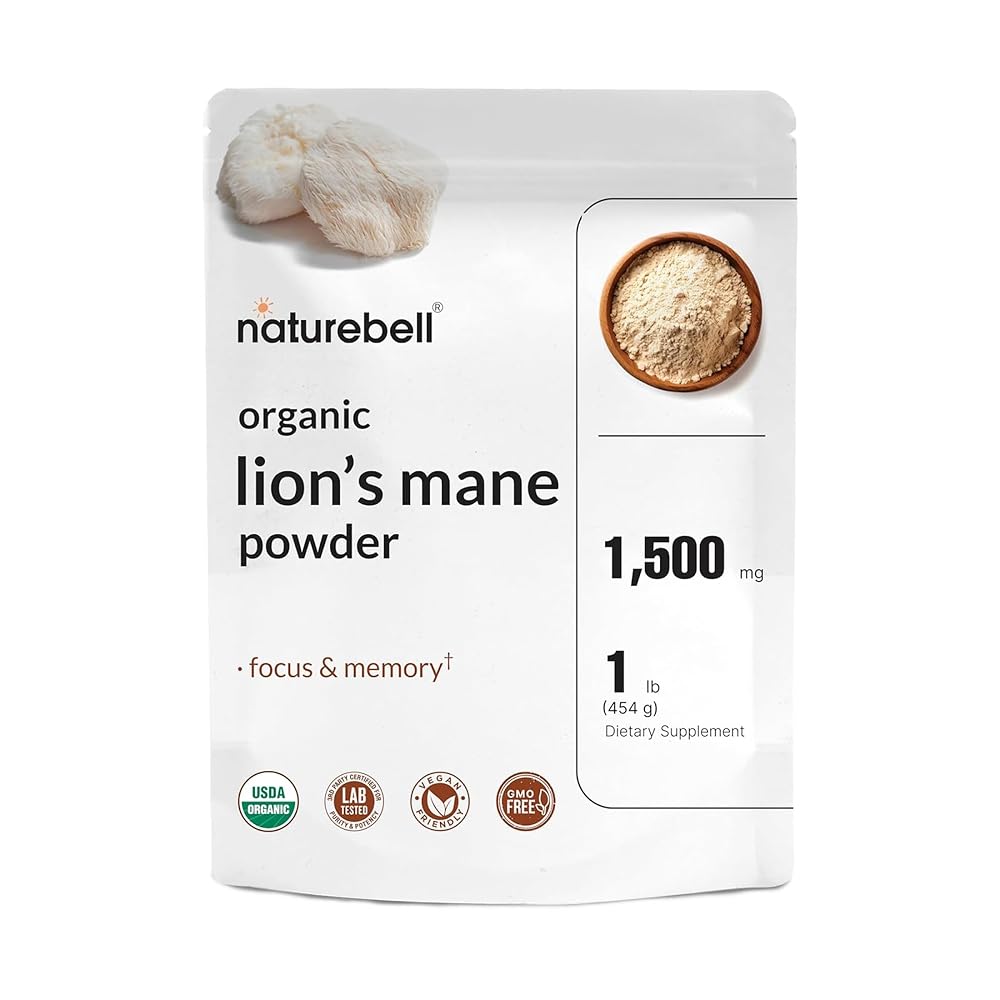 NatureBell Organic Lion's Mane Powder 1,500mg - 1 lb