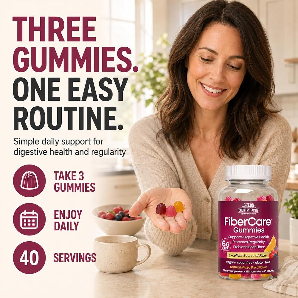 Country Farms Fiber Care Prebiotic Gummies, 6g Fiber - 240 Count - image 5