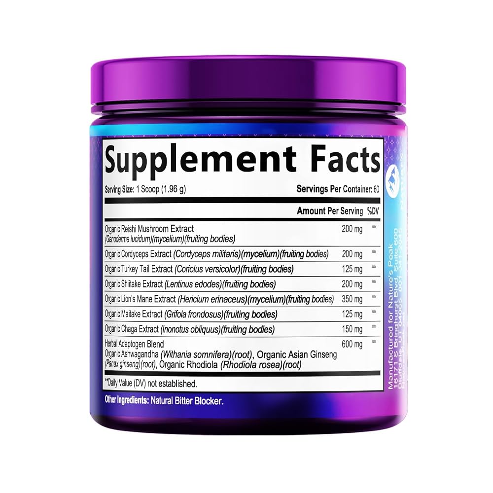 Nature's Peak Mushroom Powder Blend 11-in-1 Complex - 60 Servings - image 9