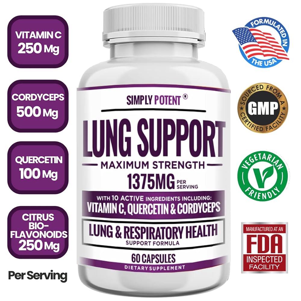 Simply Potent Lung Support Supplement with Cordyceps - 60 Capsules - image 2