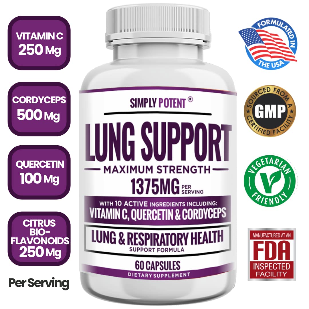 Simply Potent Lung Support Supplement with Cordyceps - 60 Capsules - image 2