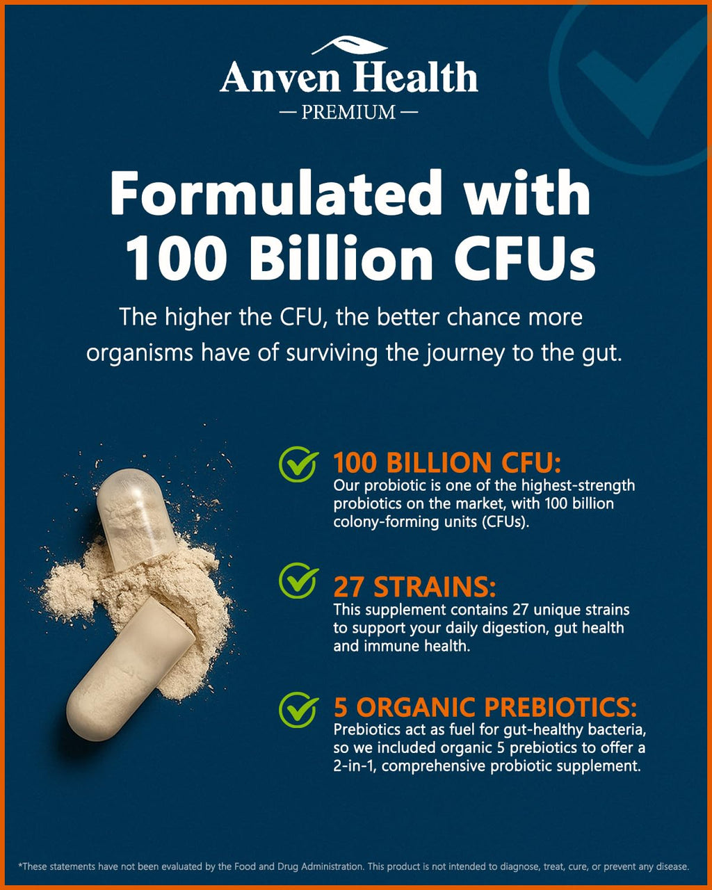 Anven Health Probiotics 100 Billion CFU with Prebiotics - 60 Capsules - image 3