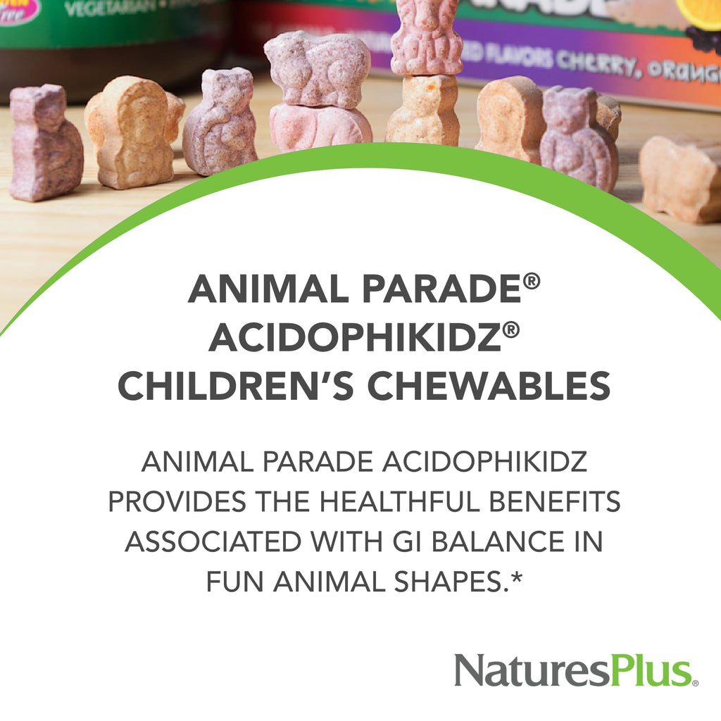 NaturesPlus Animal Parade AcidophiKidz Probiotics - 90 Tablets - image 3