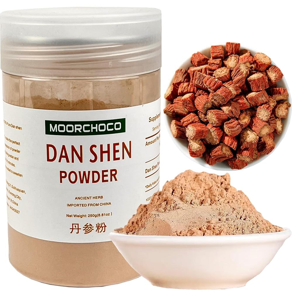 MOORCHOCO Dan Shen Powder Salvia Miltiorrhiza Red Sage - 8.81oz