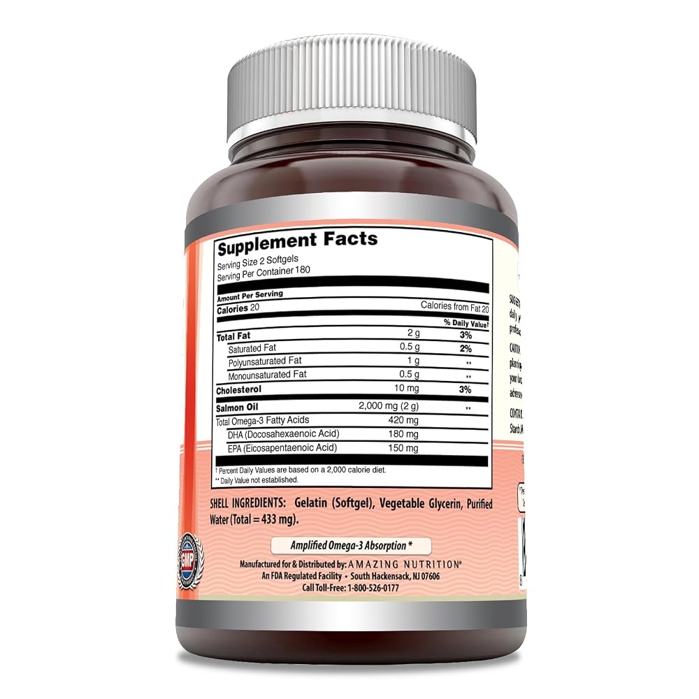 Amazing Omega Wild Alaskan Salmon Oil 2000mg Per Serving Softgels