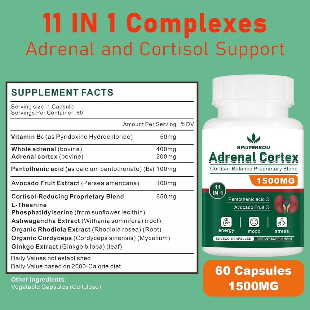 Spliferkou 11-in-1 Adrenal Support Supplement - 60 Capsules - image 2