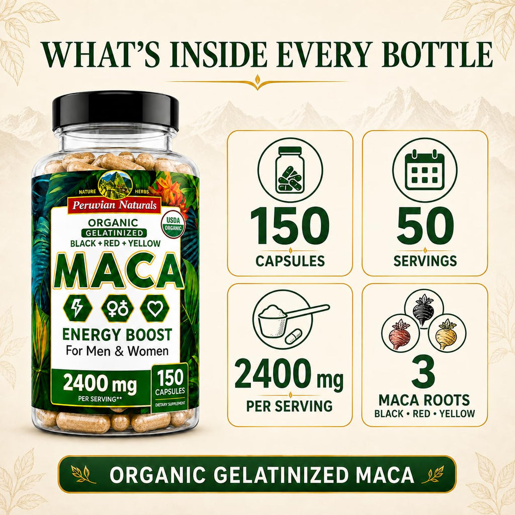 Peruvian Naturals Organic Maca Root Capsules for Energy - image 6