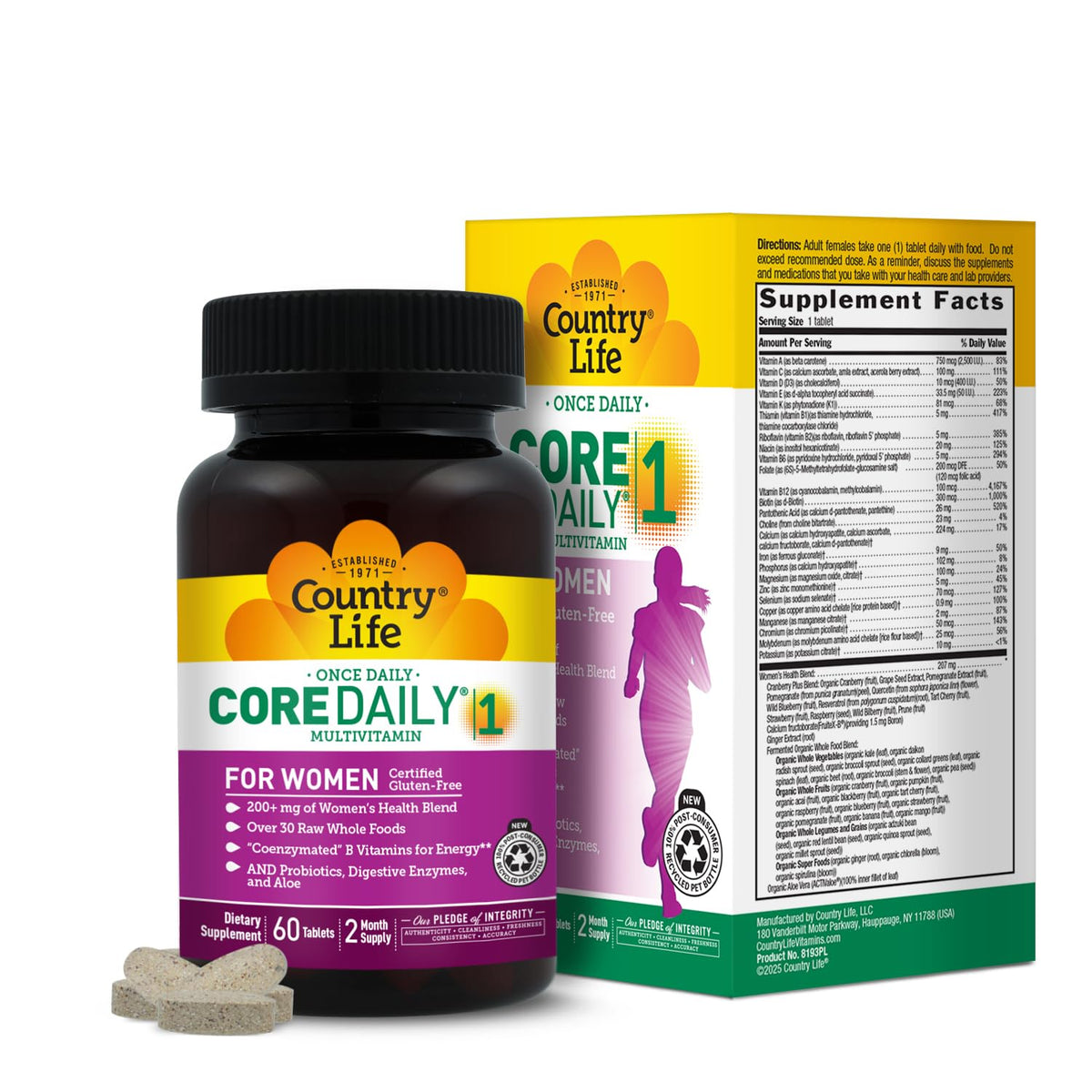 Country Life Core Daily 1 Women's Multivitamin with Iron - 60 Tablets