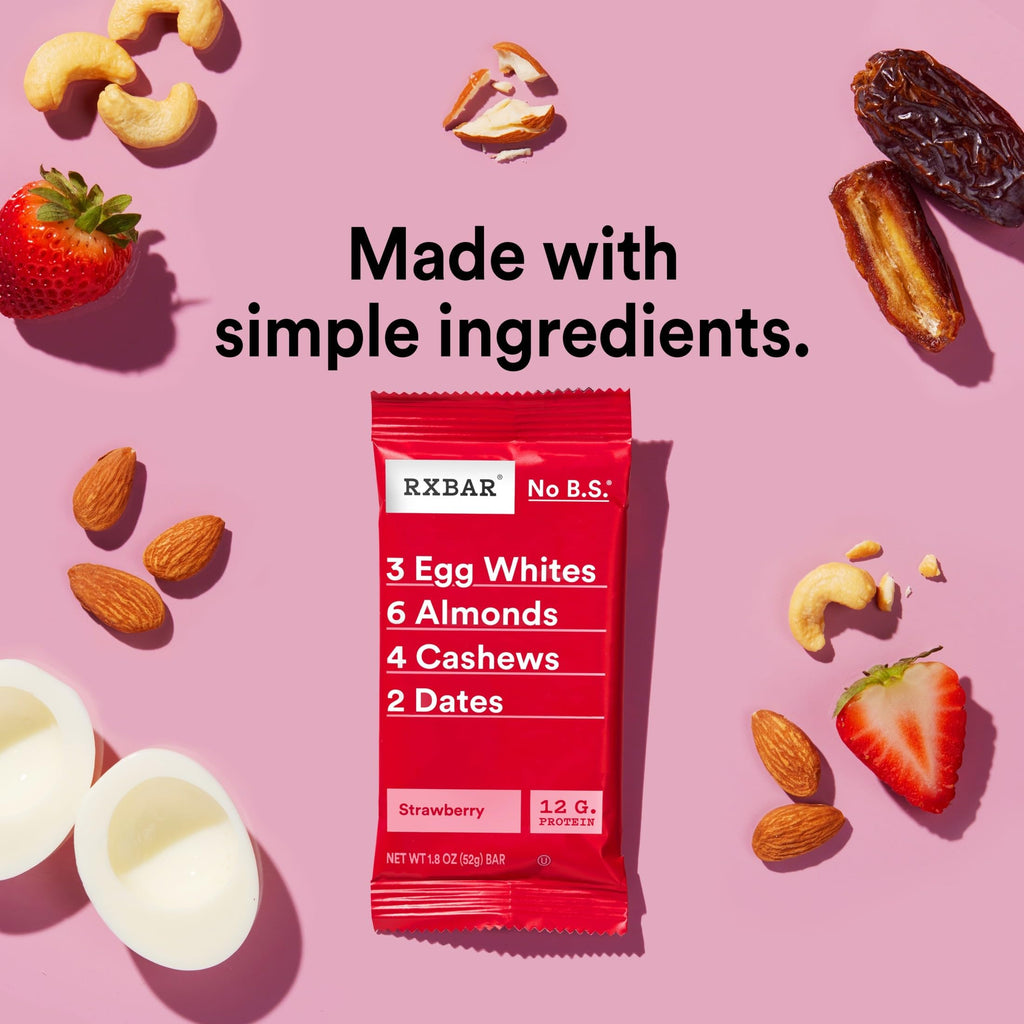 RXBAR Protein Bars, 12g Protein, Gluten Free Snacks, Strawberry, 22oz