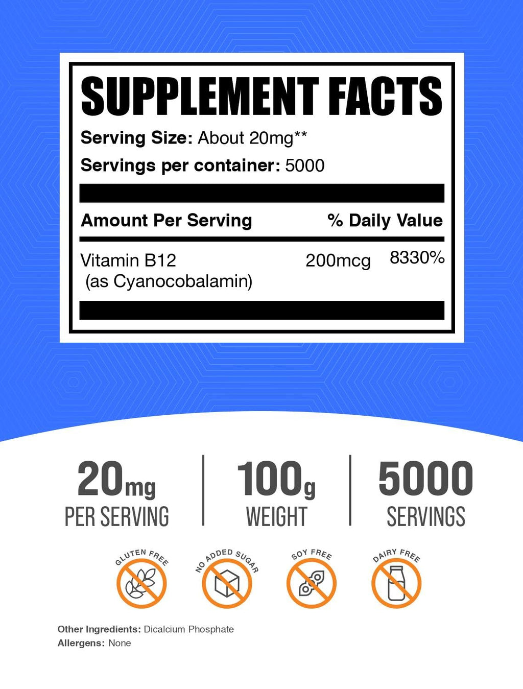 BulkSupplements.com Vitamin B12 (1% Cyanocobalamin) Powder