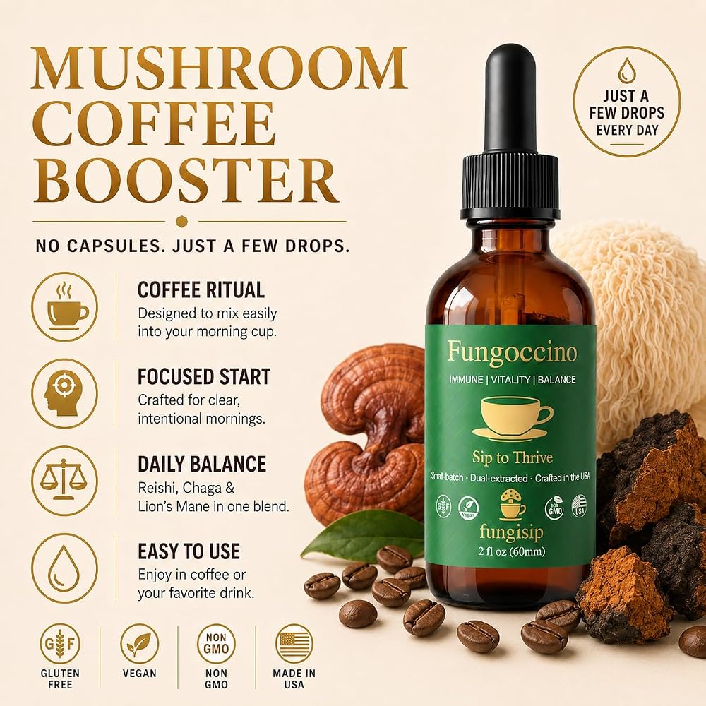 FUNGISIP Fungoccino Mushroom Coffee Booster Drops - 2 oz - image 2