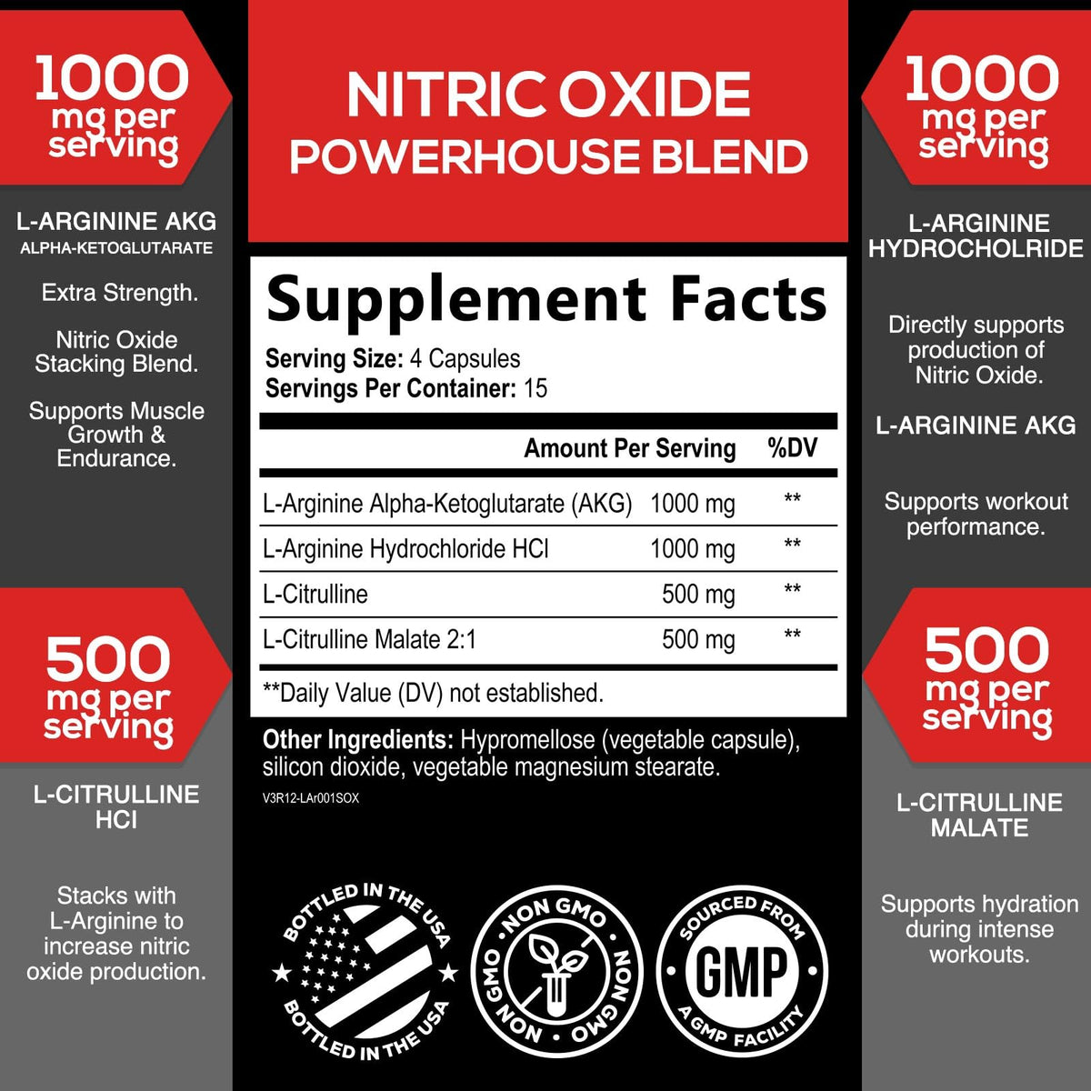 SILVERONYX Nitric Oxide Supplement 3000mg Blend - 3X Strength