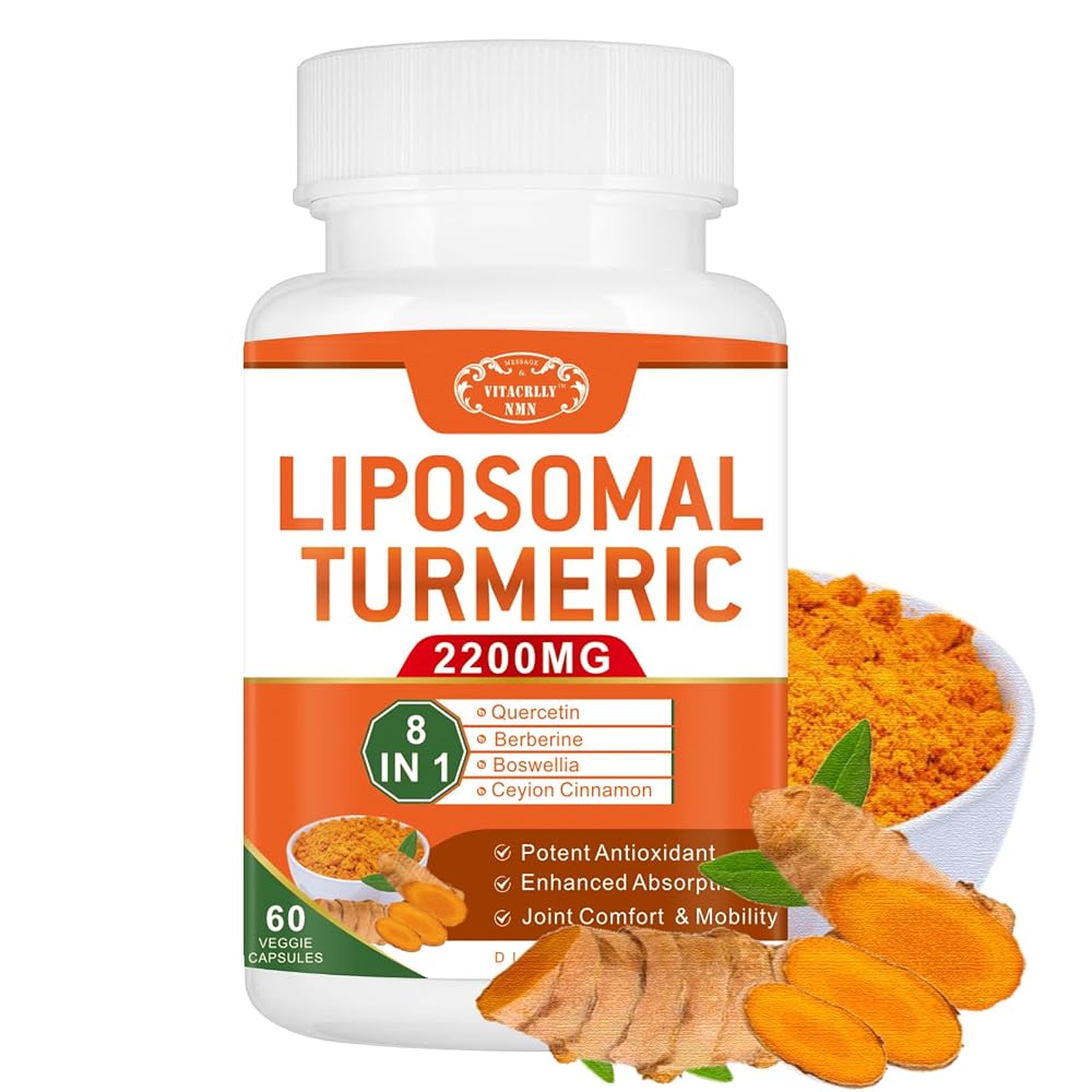 VITACRLLYNMN Liposomal Turmeric Curcumin 2200mg Joint Support - 60 Capsules