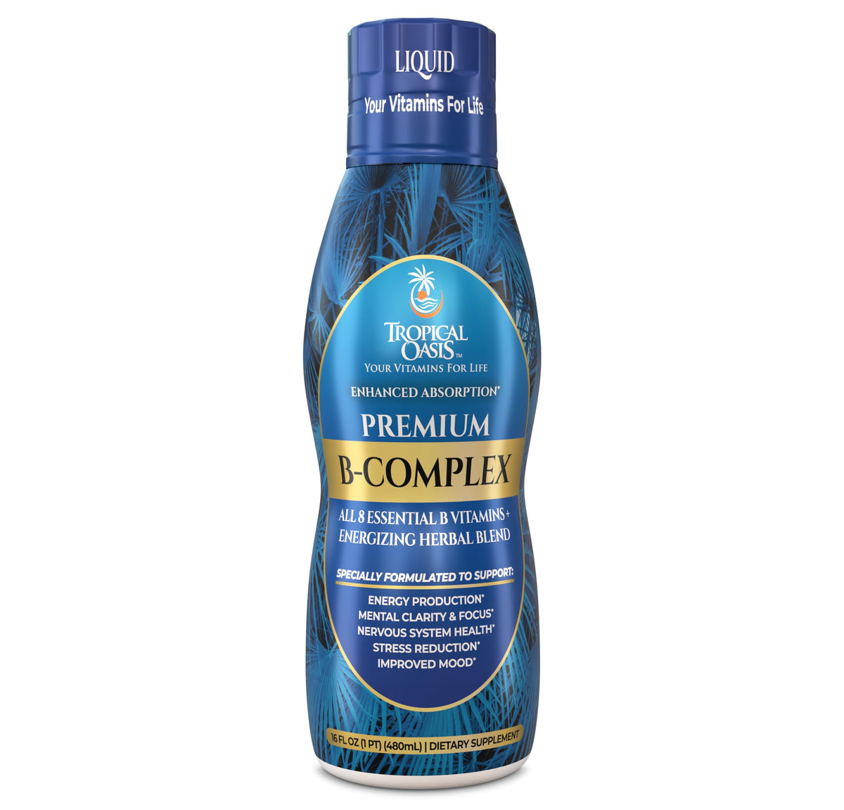 Tropical Oasis Premium Liquid B-Complex with Energy Herbs - 16 oz