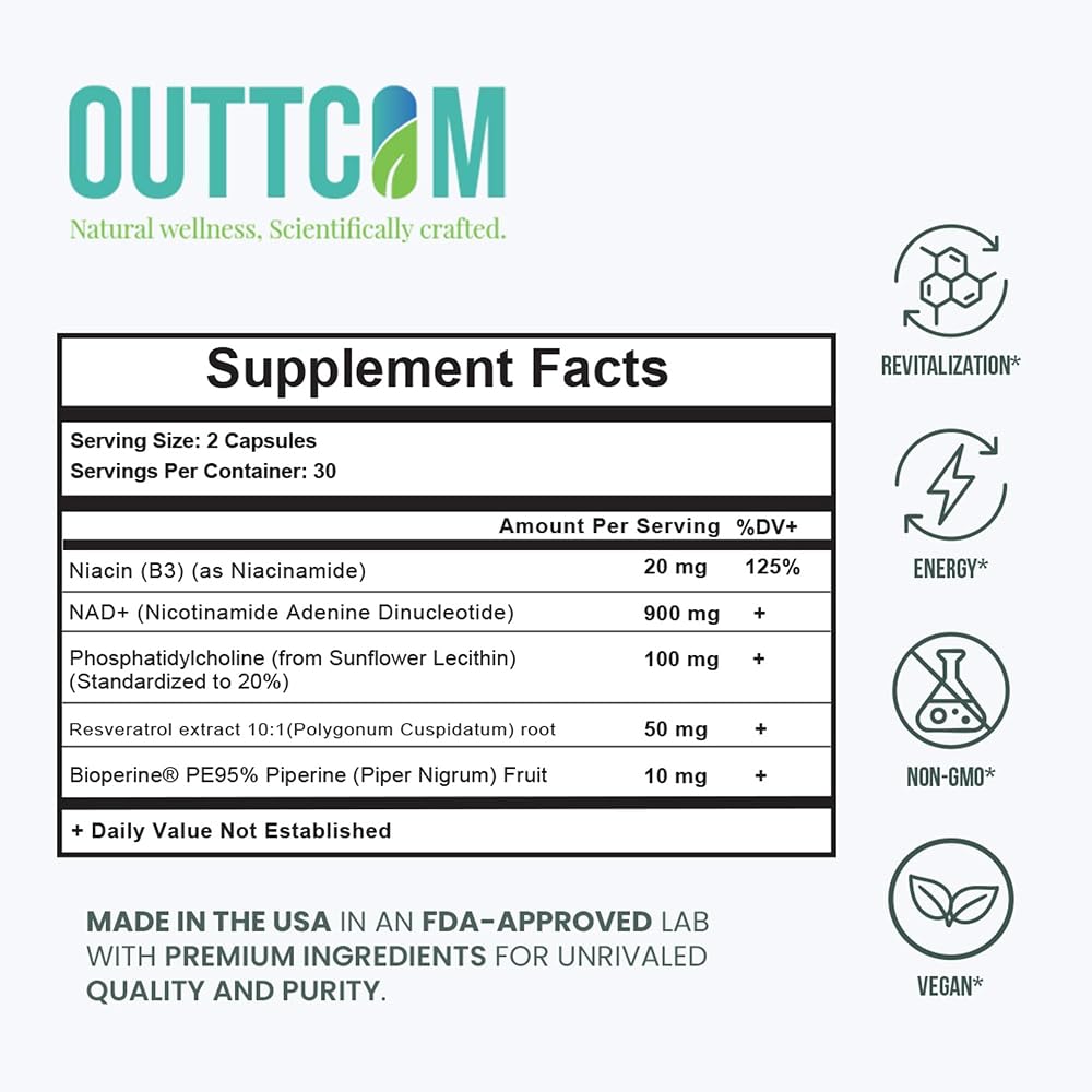 Outtcom Liposomal NAD+ Supplement 900mg