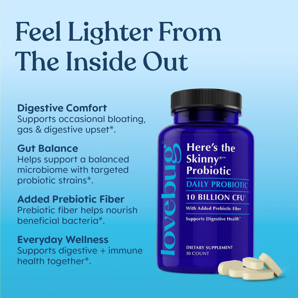 LOVEBUG Here's The Skinny Probiotics 10 Billion CFU - 60 Tablets - image 3