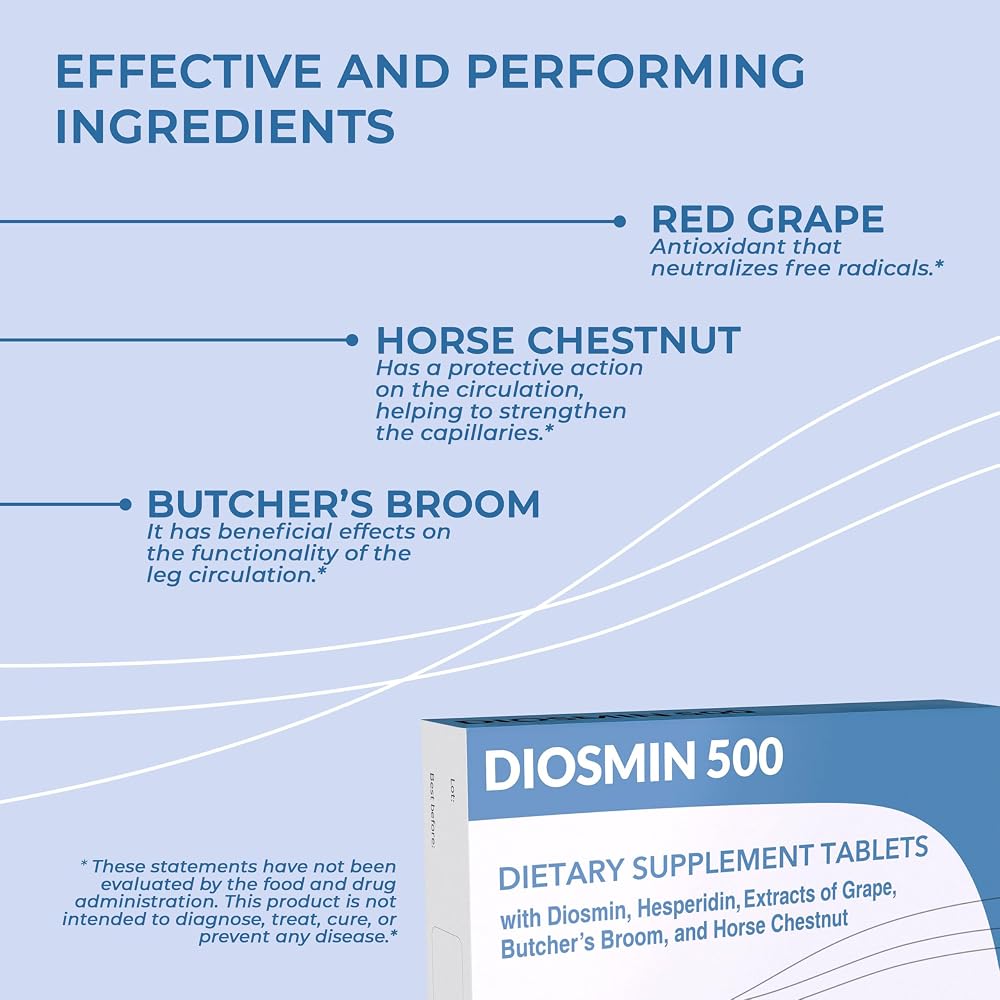 DULÀC Diosmin 500 Leg Circulation Support - 120 Tablets - image 4