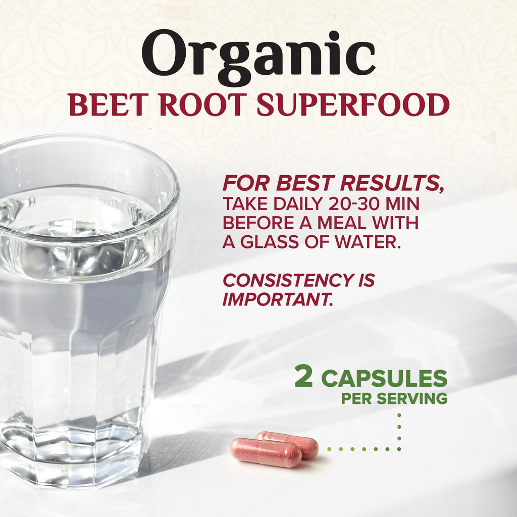 Nature's Nutrition Organic Beet Root Capsules - 1300mg Extra Strength