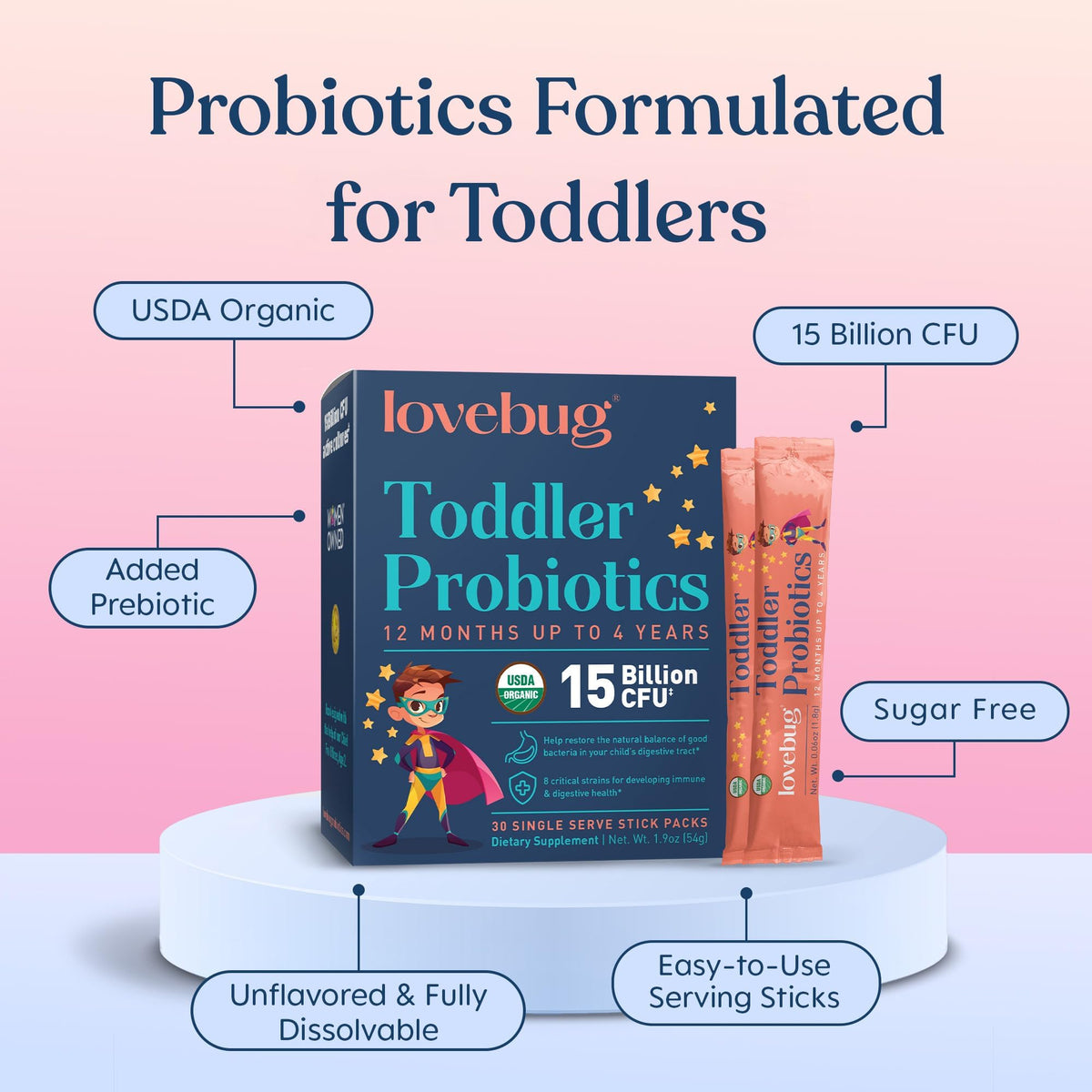 LOVEBUG Toddler & Kids Probiotics Powder - 60 Packets - image 4