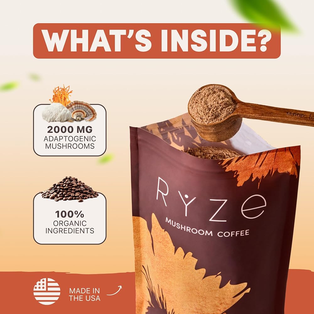 RYZE SUPERFOODS Mushroom Coffee Powder - 30 Servings - image 6