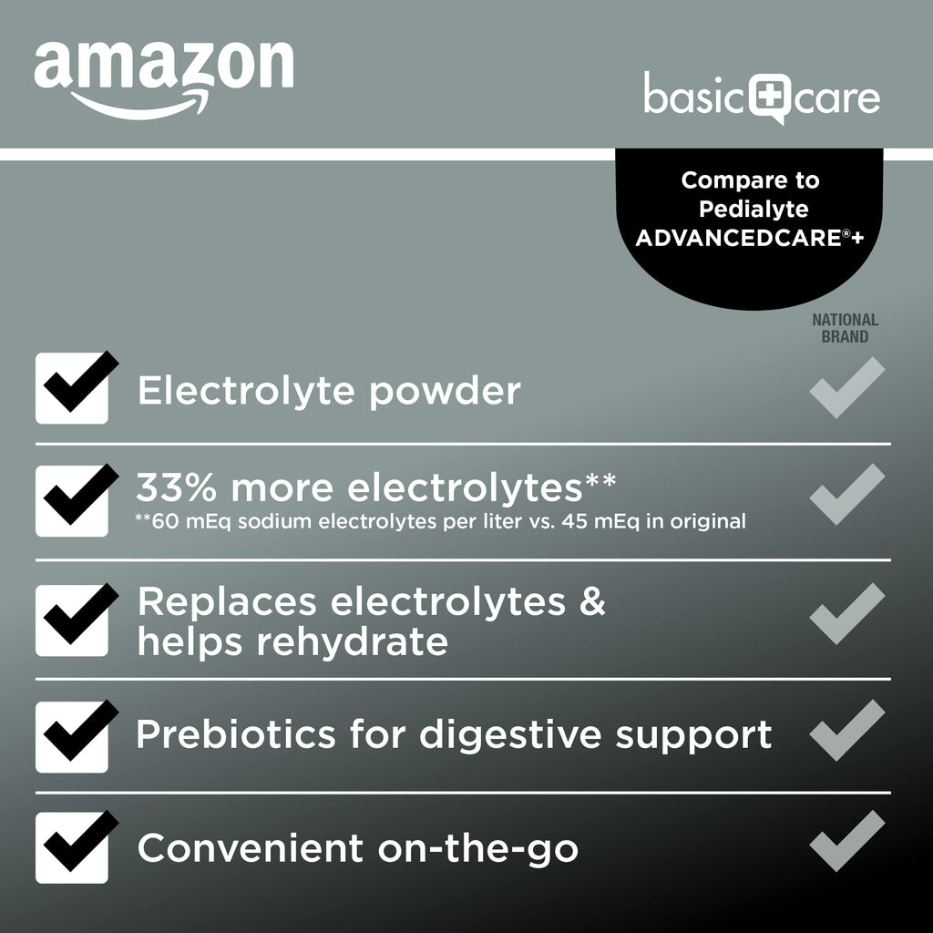 Amazon Basic Care Electrolyte Powder Strawberry Freeze - 6 Packets - image 3
