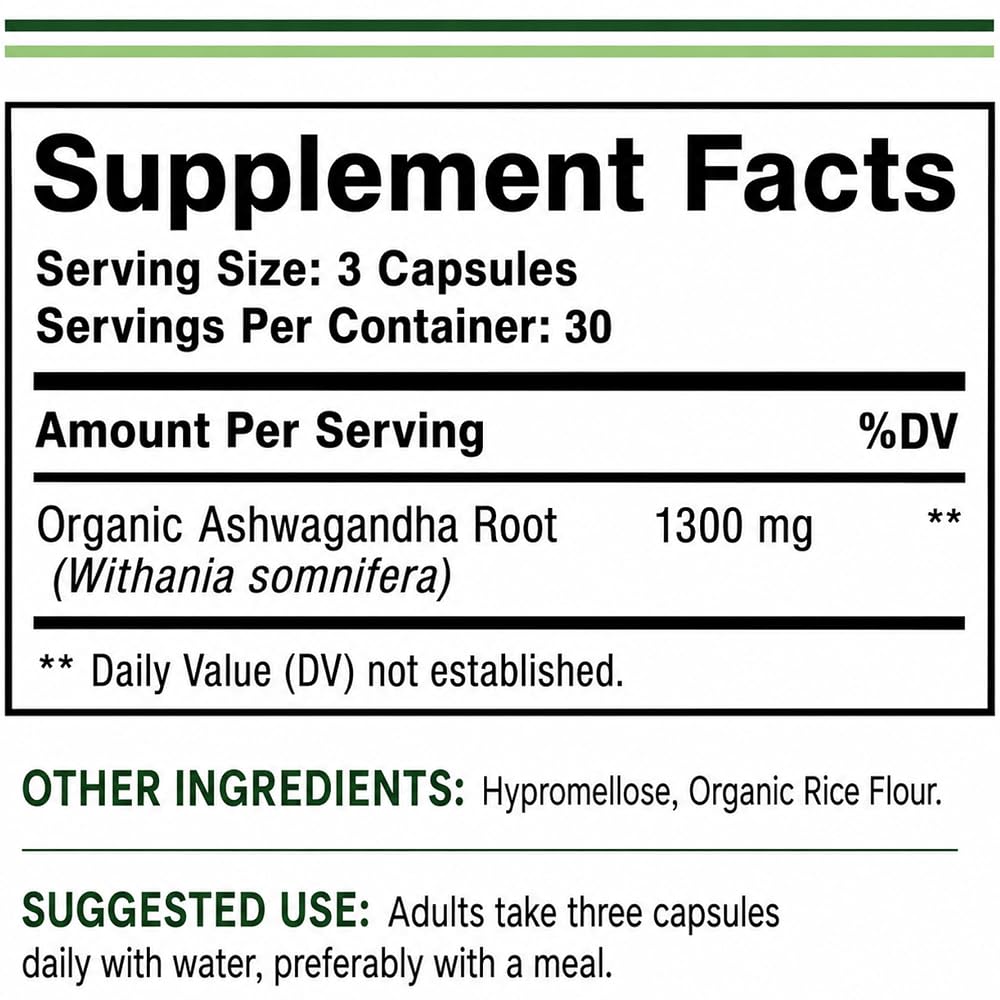 ME GUSTA HEALTH Ashwagandha Root Powder 1300mg - 90 Capsules - image 2