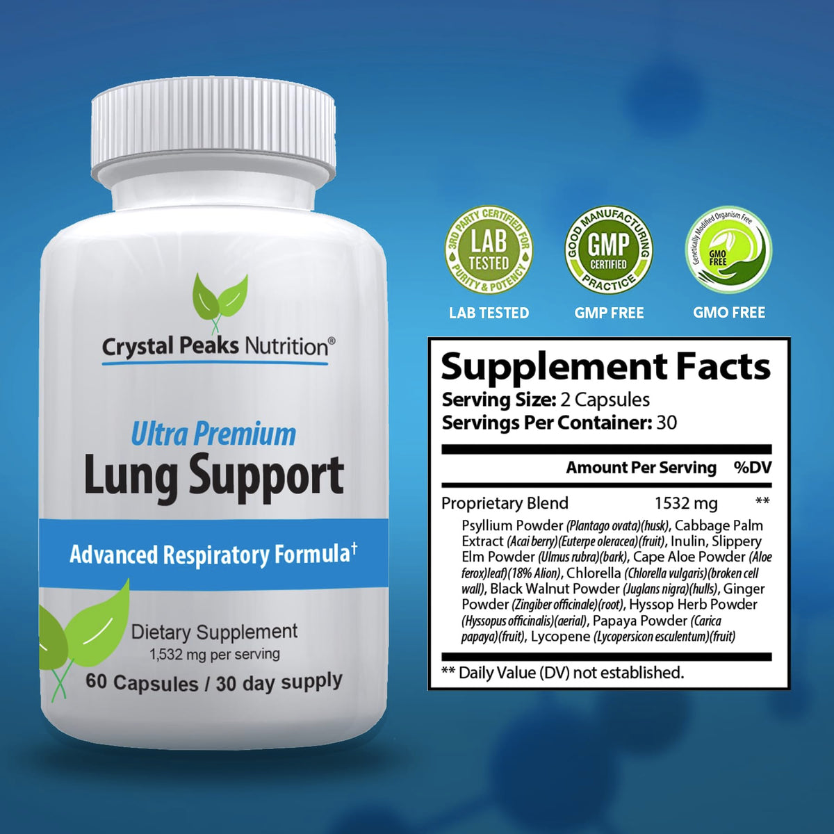 Crystal Peaks Nutrition Lung Support Respiratory Supplement - 60 Capsules - image 3