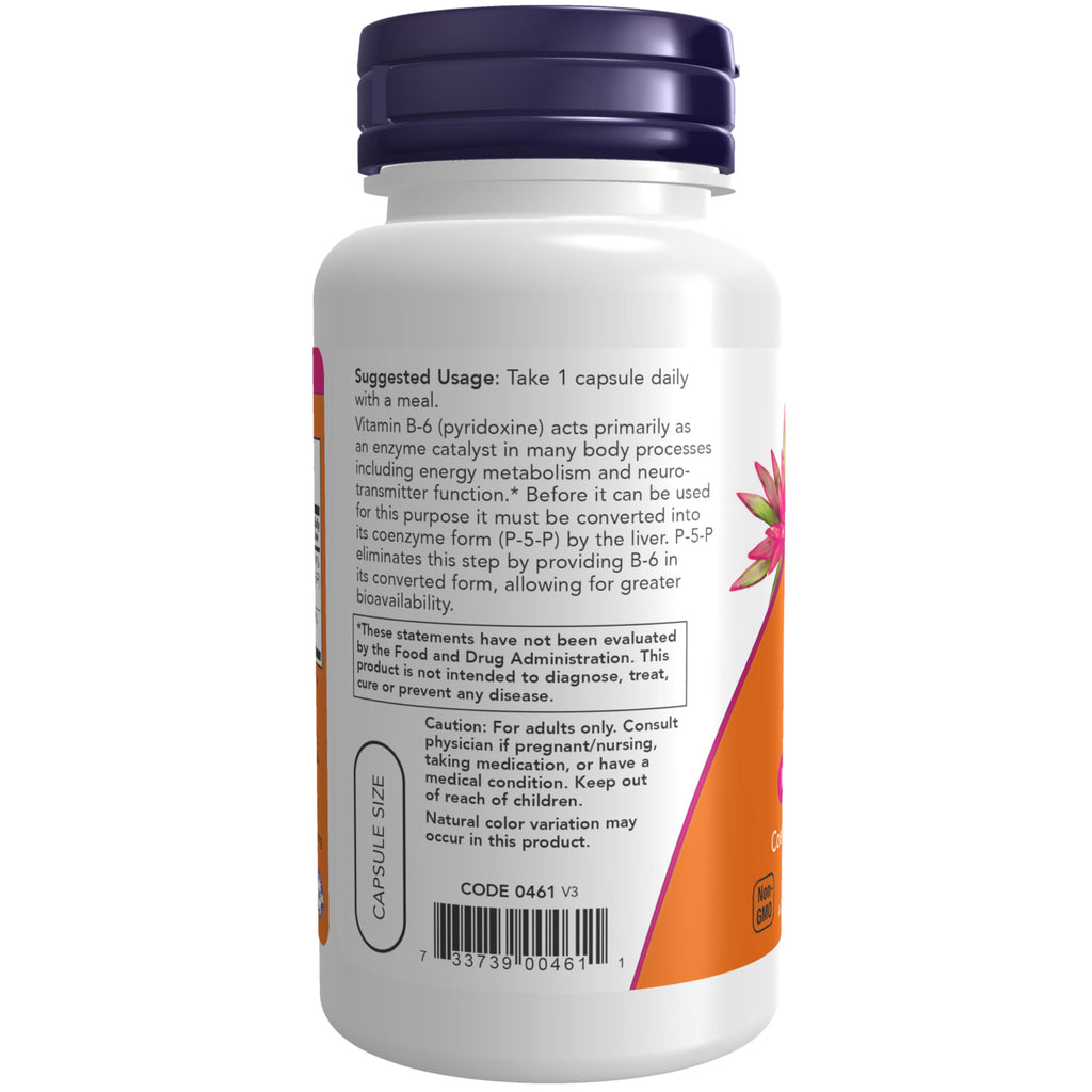 NOW Supplements P-5-P 50 mg Coenzyme B-6 + Mg Bisglycinate - image 3